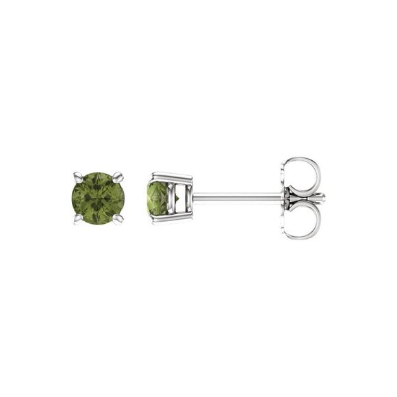 4mm Round Peridot Stud Earrings in 14k White Gold - Picture 1 of 2